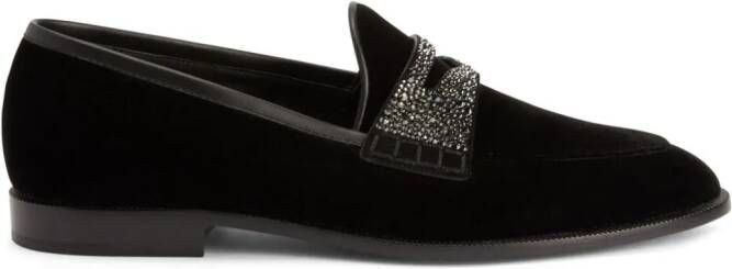 Giuseppe Zanotti Ermy fluwelen loafers Zwart