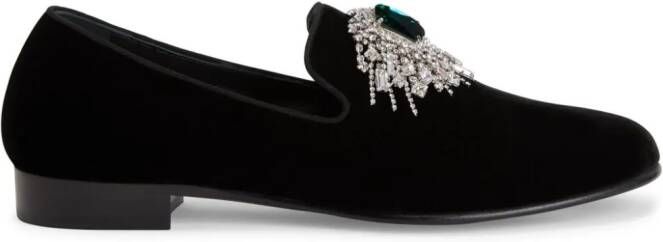 Giuseppe Zanotti Euphemie fluwelen loafers Zwart