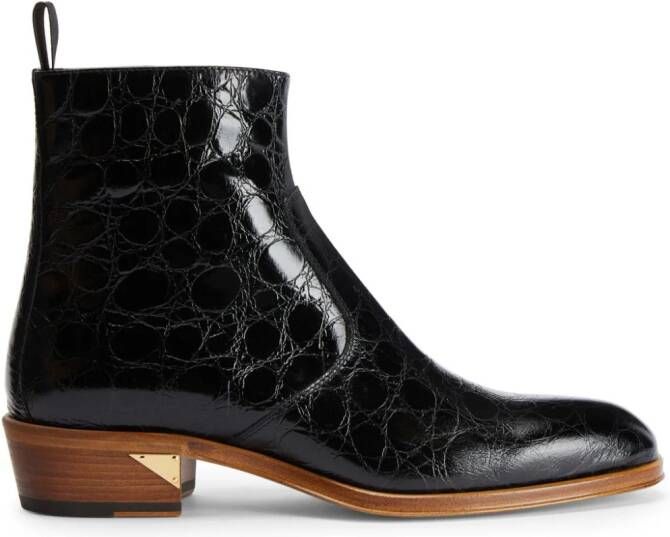 Giuseppe Zanotti Fabyen crocodile-effect leather boots Zwart