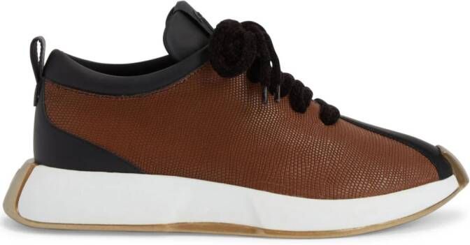 Giuseppe Zanotti Ferox leren sneakers met vlakken Bruin