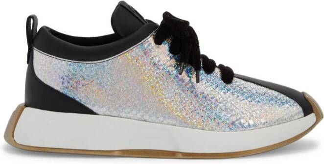 Giuseppe Zanotti Ferox leren sneakers met vlakken Zilver