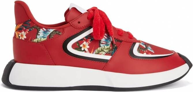 Giuseppe Zanotti Ferox sneakers met bloemenvlak Rood