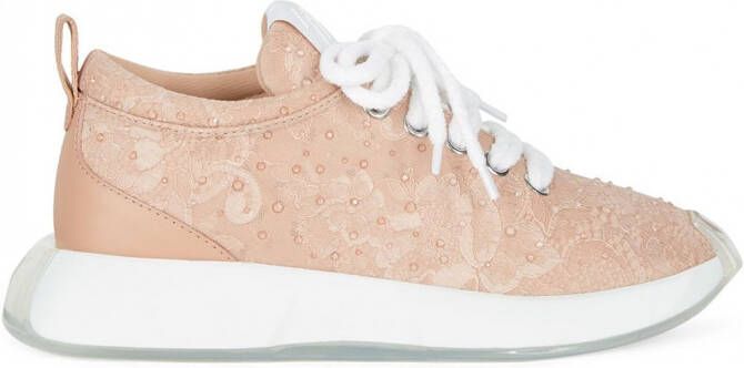 Giuseppe Zanotti Ferox sneakers met kant Roze