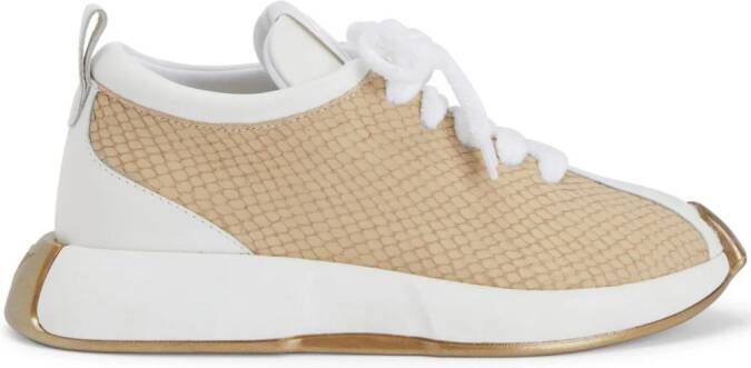 Giuseppe Zanotti Ferox sneakers met pythonprint Beige