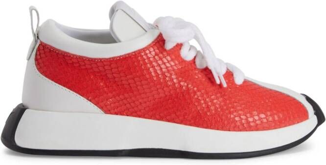 Giuseppe Zanotti Ferox sneakers met pythonprint Wit