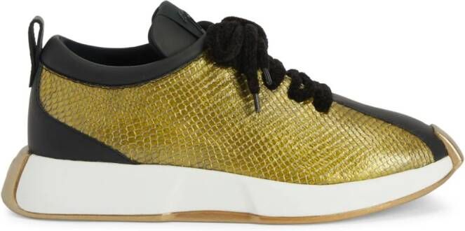 Giuseppe Zanotti Ferox sneakers met slangenleer-effect en vlakken Goud