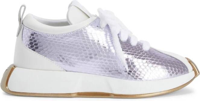 Giuseppe Zanotti Ferox sneakers met slangenleer-effect Paars