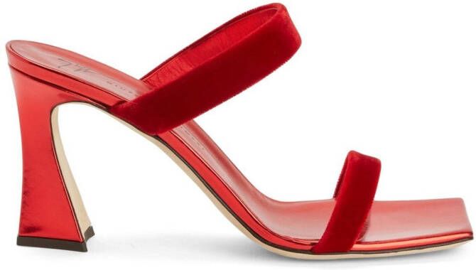 Giuseppe Zanotti Flaminia fluwelen muiltjes Rood