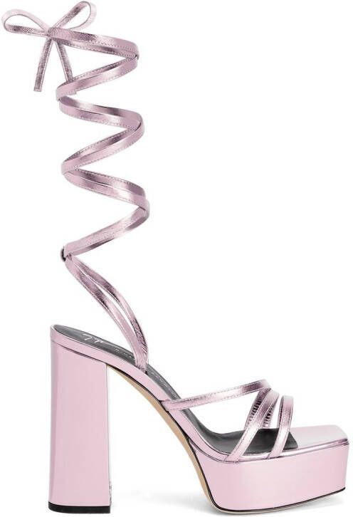 Giuseppe Zanotti Flavienne gelamineerde sandalen Roze