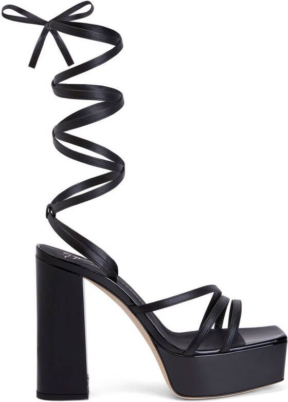 Giuseppe Zanotti 120 mm Flavienne sandalen met plateauzool Zwart