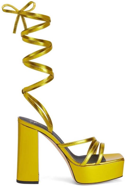 Giuseppe Zanotti 120 mm Flavienne sandalen met plateauzool Goud