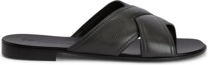 Giuseppe Zanotti Flavio leren slippers Grijs