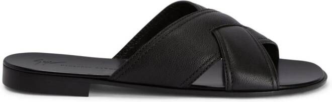 Giuseppe Zanotti Flavio leren slippers Zwart