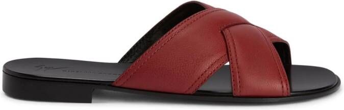 Giuseppe Zanotti Flavio leren slippers Rood