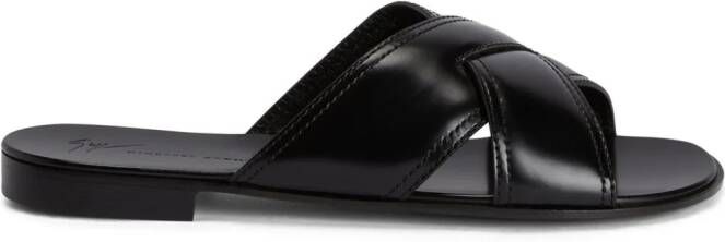 Giuseppe Zanotti Flavio leren slippers Zwart