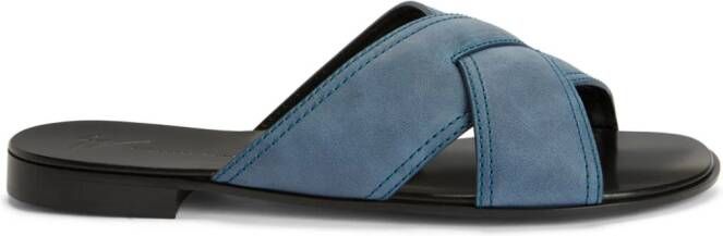 Giuseppe Zanotti Flavio suède slippers Blauw