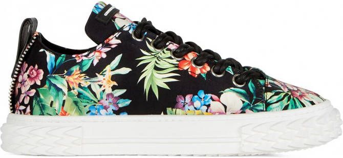 Giuseppe Zanotti Sneakers met bloemenprint Zwart