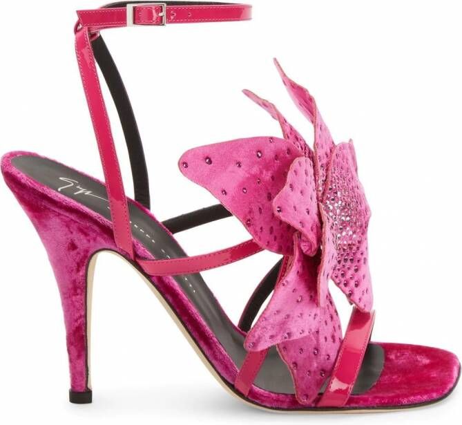 Giuseppe Zanotti Florant fluwelen sandalen Roze