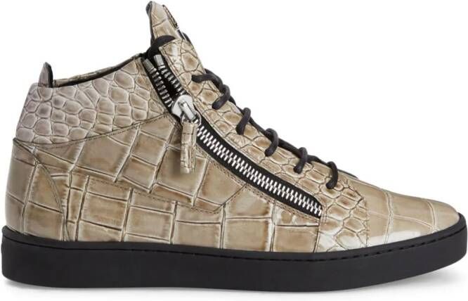 Giuseppe Zanotti Frankie sneakers met krokodillen-reliëf Beige