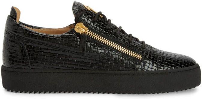 Giuseppe Zanotti Frankie geweven leren sneakers Zwart