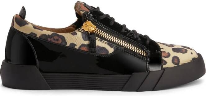 Giuseppe Zanotti Frankie sneakers met slangenleer-effect Beige