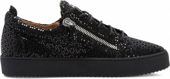 Giuseppe Zanotti Frankie sneakers met glitter Zwart