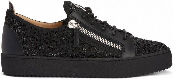 Giuseppe Zanotti Frankie low-top sneakers met dubbele rits Zwart