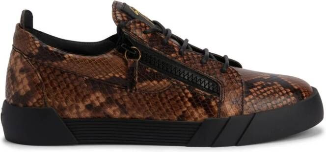 Giuseppe Zanotti Frankie sneakers met slangenhuidprint Bruin