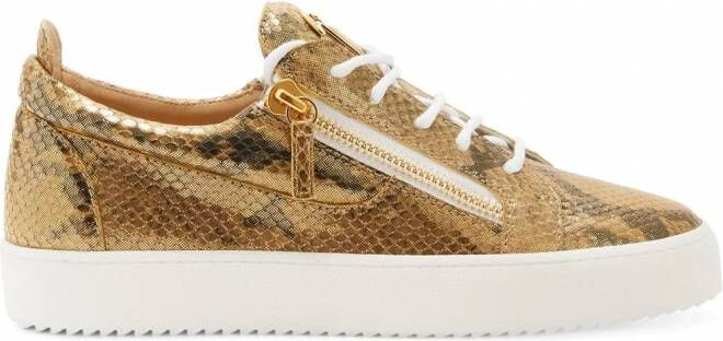 Giuseppe Zanotti Frankie sneakers met slangenleer-effect Goud