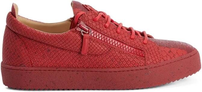 Giuseppe Zanotti Frankie sneakers met slangenleer-effect Rood