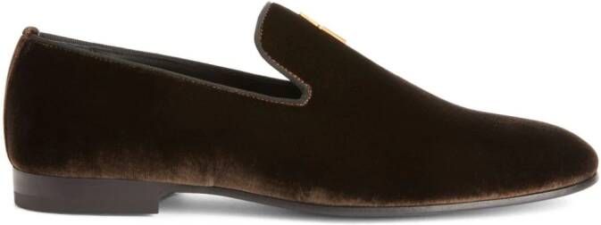 Giuseppe Zanotti G-Flash fluwelen loafers Bruin