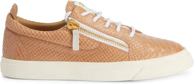 Giuseppe Zanotti Gail sneakers met slangenleer-effect Oranje