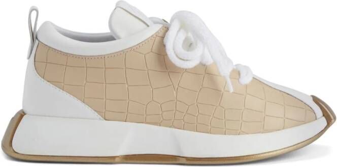 Giuseppe Zanotti Gail sneakers met krokodillen-reliëf Beige