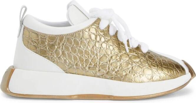 Giuseppe Zanotti Gail sneakers met krokodillen-reliëf Goud