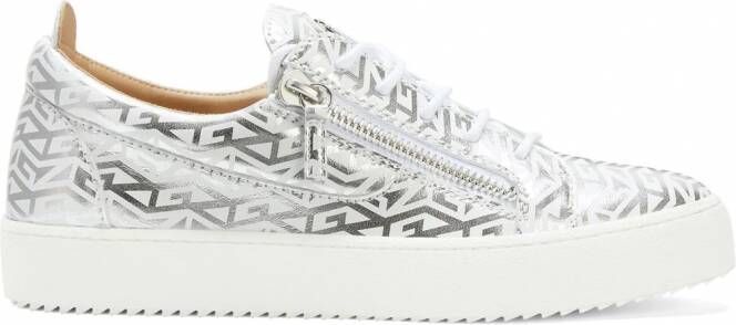 Giuseppe Zanotti Gail sneakers met monogramprint Zilver