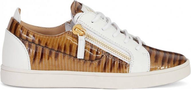 Giuseppe Zanotti Gail sneakers met slangenleer-effect Bruin