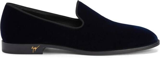 Giuseppe Zanotti Gatien fluwelen loafers Blauw