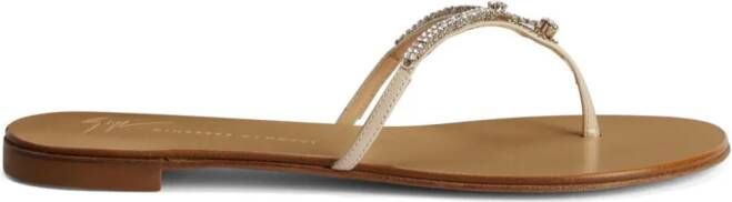 Giuseppe Zanotti Gentille leren teenslippers Beige