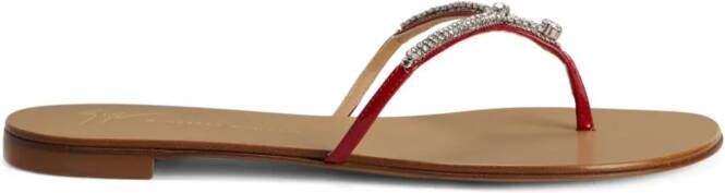 Giuseppe Zanotti Gentille leren teenslippers Rood