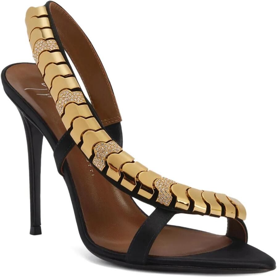 Giuseppe Zanotti 105 mm Dafne satijnen slingback sandalen Zwart