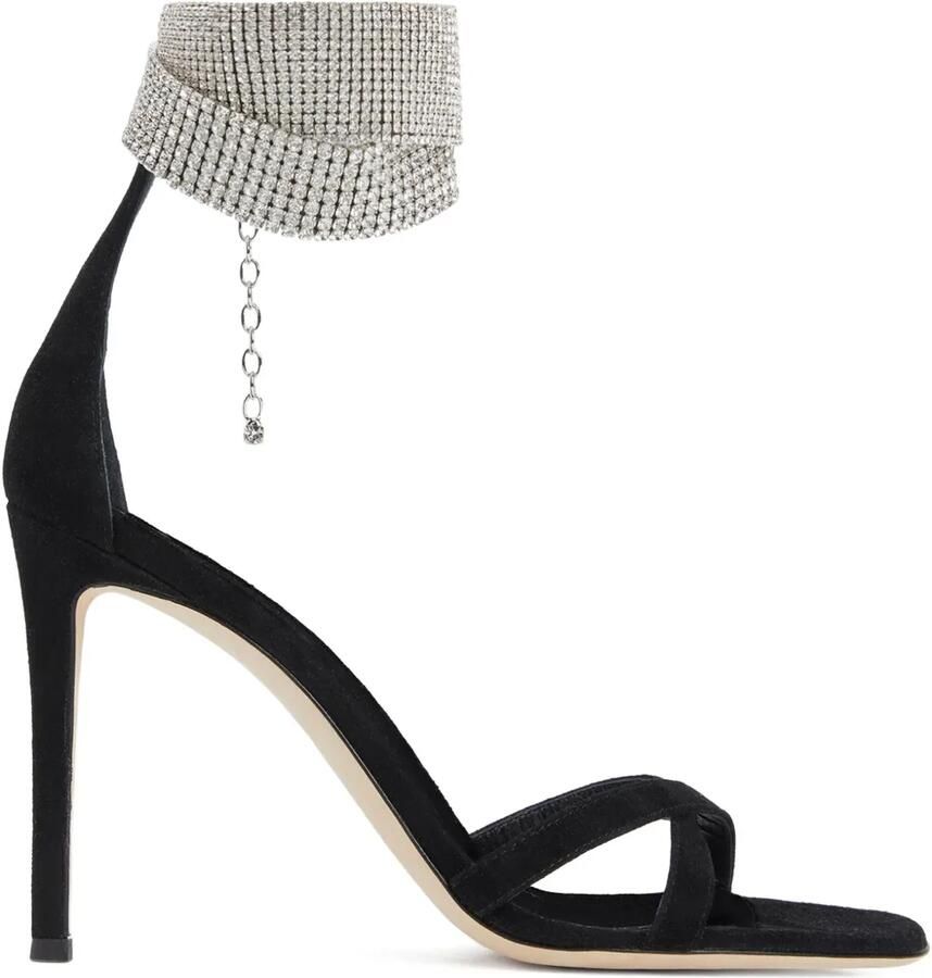 Giuseppe Zanotti 105 mm Janell sandalen met kristallen Zwart