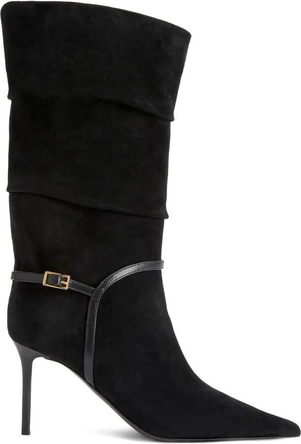 Giuseppe Zanotti 85 mm SECRET suède laarzen met plooien Zwart