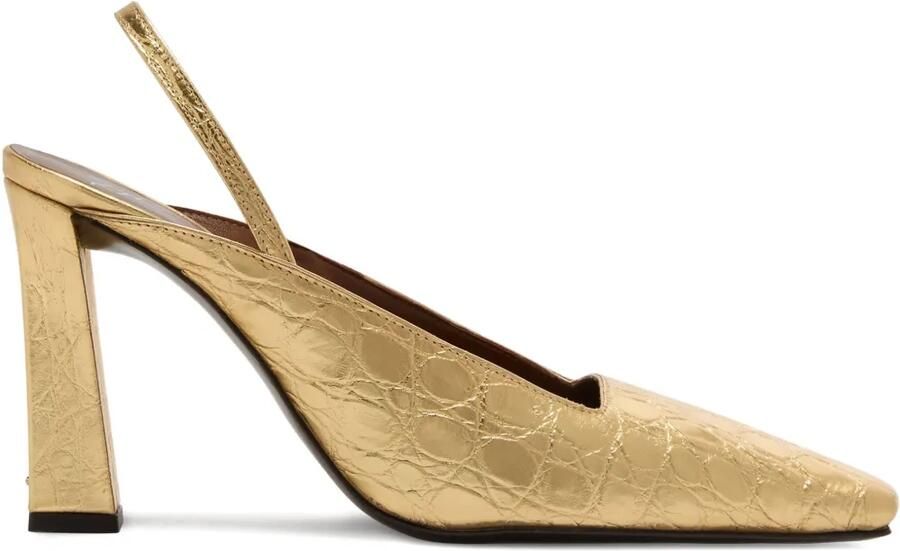 Giuseppe Zanotti 90 mm Brendha muiltjes met vierkante neus met krokodillenprint Goud