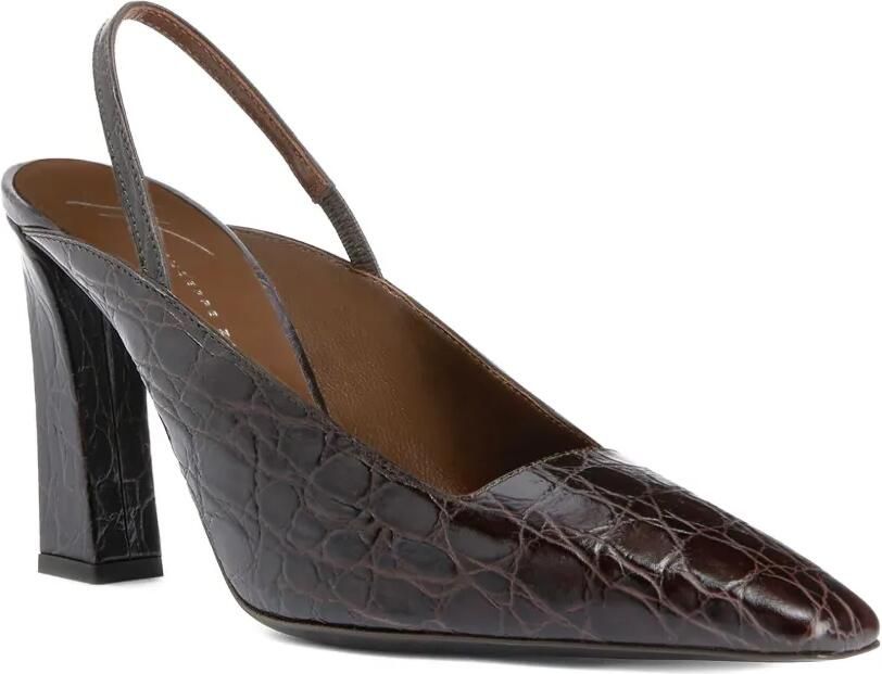 Giuseppe Zanotti 90 mm Brendha slingback pumps met krokodillen-reliëf Bruin - Foto 2