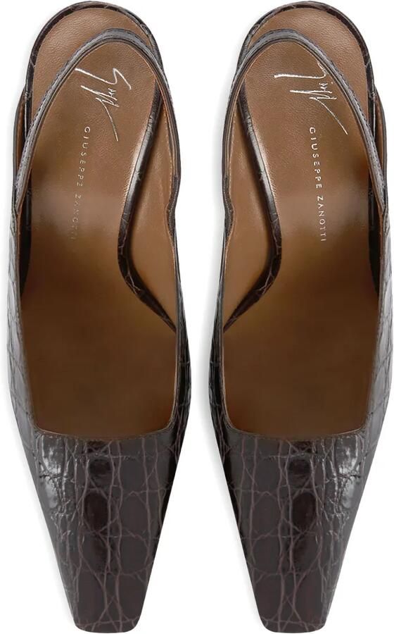 Giuseppe Zanotti 90 mm Brendha slingback pumps met krokodillen-reliëf Bruin - Foto 3