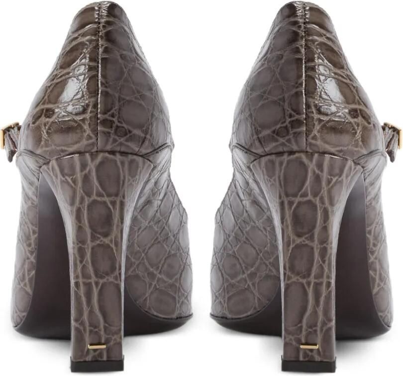 Giuseppe Zanotti 90 mm Brita pumps met krokodillen-reliëf Grijs - Foto 3