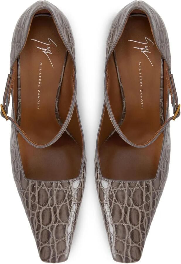 Giuseppe Zanotti 90 mm Brita pumps met krokodillen-reliëf Grijs - Foto 4
