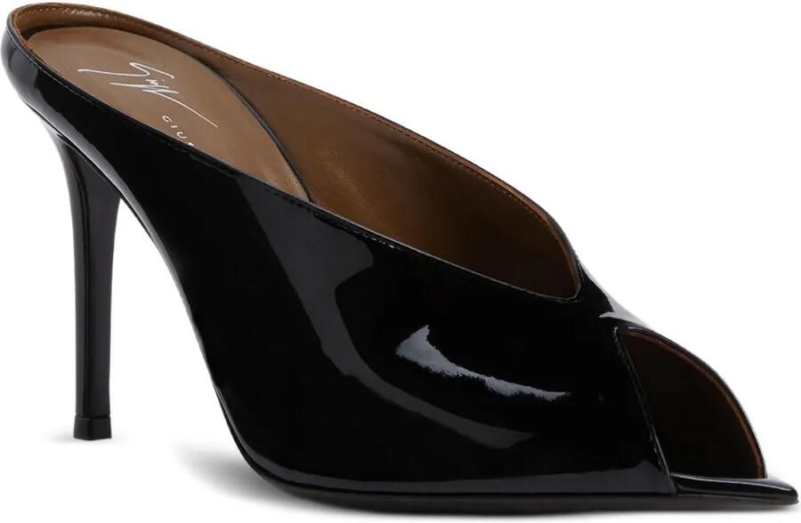 Giuseppe Zanotti 90 mm Intriigo lakleren sandalen met puntige neus Zwart - Foto 4