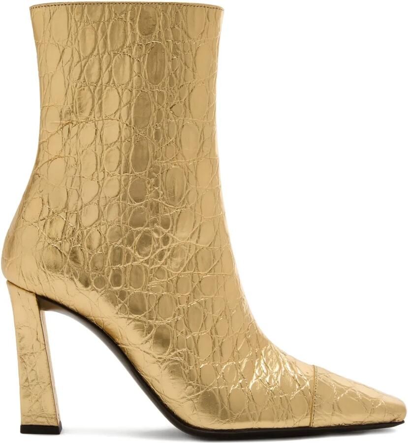 Giuseppe Zanotti 90 mm Janiee laarzen met krokodillenprint en vierkante neus Goud