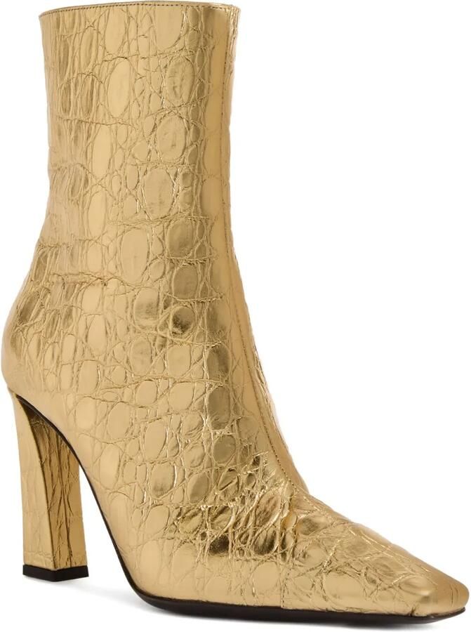 Giuseppe Zanotti 90 mm Janiee laarzen met krokodillenprint en vierkante neus Goud - Foto 2